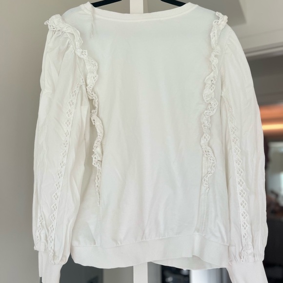 Anthropologie White Ruffle Sweatshirt - Picture 3 of 6